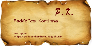 Padács Korinna névjegykártya